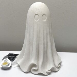 NWT Martha Stewart White Resin LED Cheesecloth Ghost Halloween Decor 10"